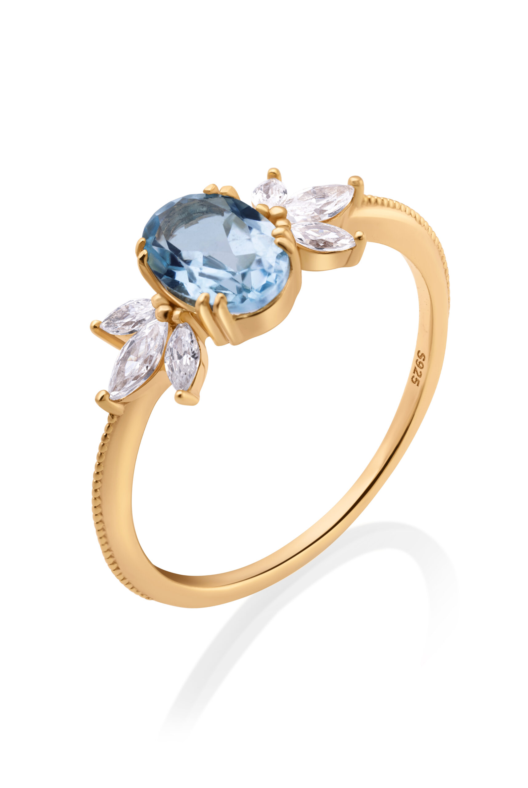 Dámský prsten Modrý topaz Azura – zlatý